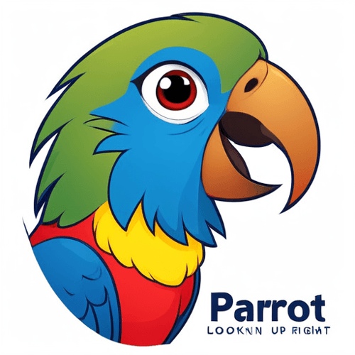 AI Design for parrot looking up right, close up , text PaRot