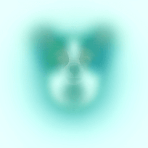 AI Design for dog logo with glasses green blue