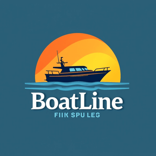 AI Design for boat with a sun. text BoatLine