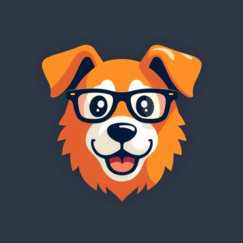 AI Design for dog logo with glasses