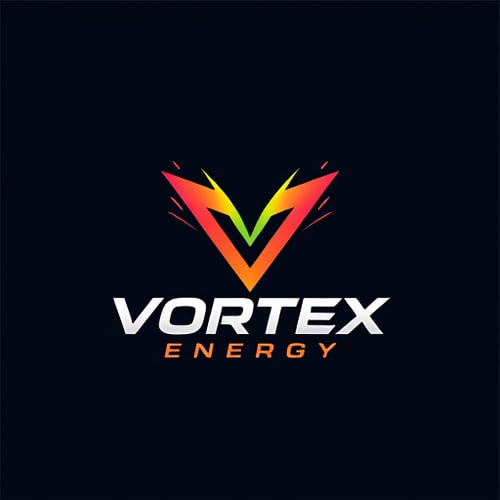 AI Design for Design a bold and energetic logo for "Vortex Energy," using sharp lines and vibrant colors.