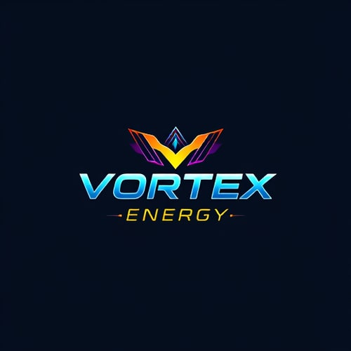 AI Design for Design a bold and energetic logo for "Vortex Energy," using sharp lines and vibrant colors.