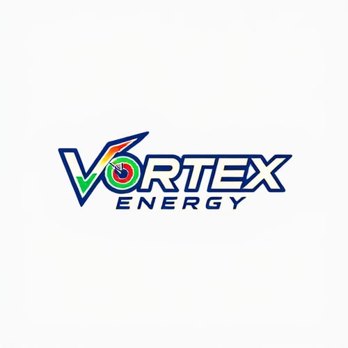 AI Design for Design a bold and energetic logo for "Vortex Energy," using sharp lines and vibrant colors.