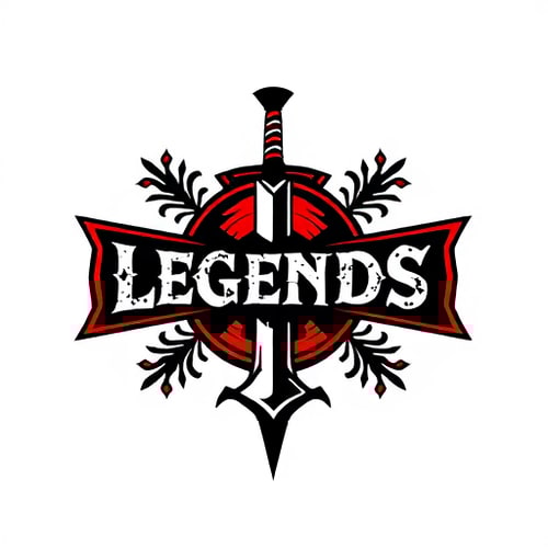 AI Design for old age sword with text 'Legends'. make it epic and creative merge between the source and the logo