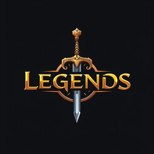 AI Design for old age sword with text 'Legends'. make it epic and creative merge between the source and the logo