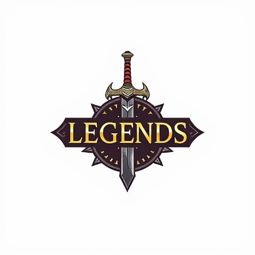AI Design for old age sword with text 'Legends'. make it epic and creative merge between the source and the logo