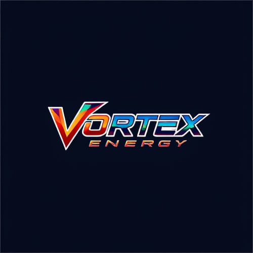 AI Design for Design a bold and energetic logo for "Vortex Energy," using sharp lines and vibrant colors.