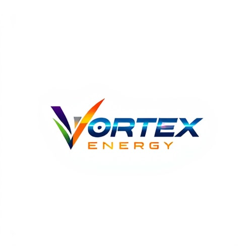 AI Design for Design a bold and energetic logo for "Vortex Energy," using sharp lines and vibrant colors.