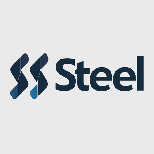 AI Design for In the realm of modern branding, envision a sleek, flat, 2D design logo created for a prominent construction company named "Steel." 