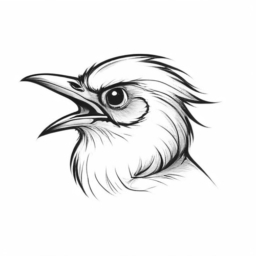 AI Design for bird sketch looking straight