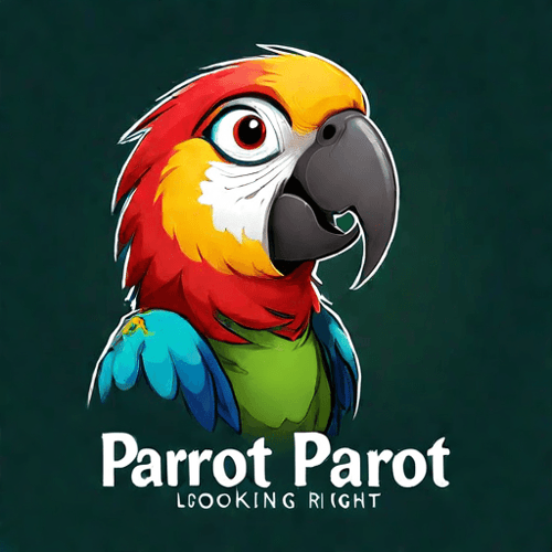 AI Design for parrot looking up right, close up , text PaRot