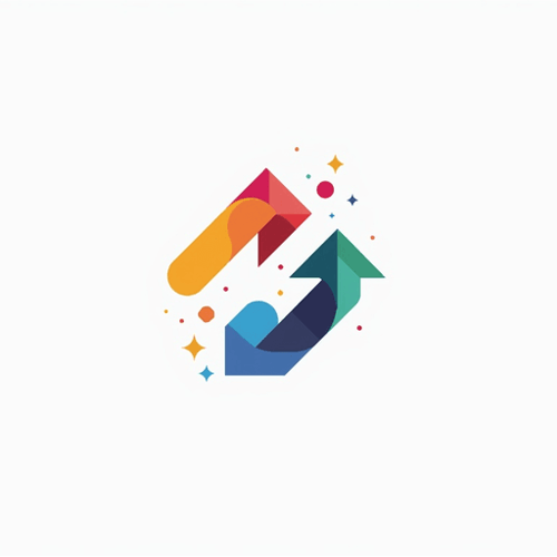 AI Design for concept logo of a arrow. colorful playful theme. with the text 'StatsRise'