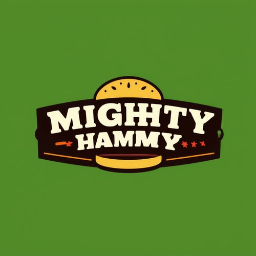 AI Design for Design a playful logo for a gourmet burger restaurant, “Mighty hammy.”