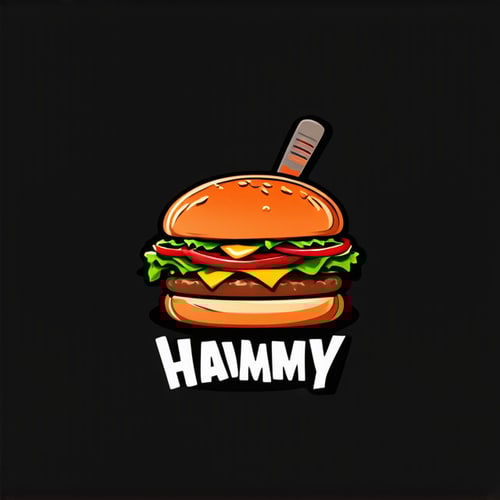 AI Design for  Design a playful logo for a gourmet burger restaurant, “Mighty Hammy.” Yellow background