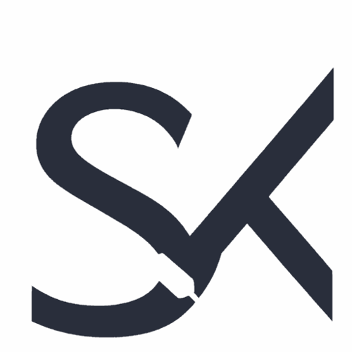 AI Design for S&K in White. Dark blue background