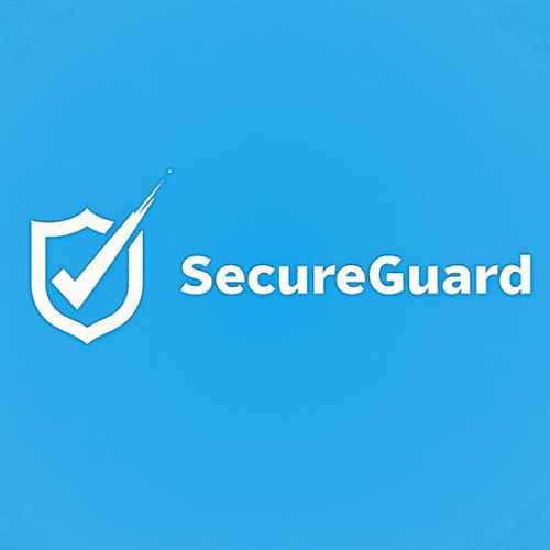 AI Design for Illustrate a shield with a checkmark in professional blue and white colors and clean, sans-serif typography for "SecureGuard". The logo should be an Emblem type.