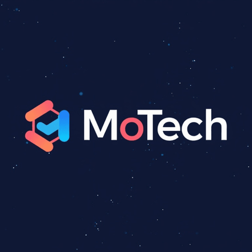 AI Design for Modern tech icon with gradient effects and futuristic typography - "MoTech"