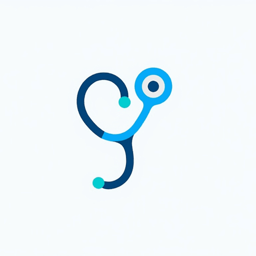 AI Design for Stylized stethoscope forming a heart with calming blue and white colors - "HealthGuard"