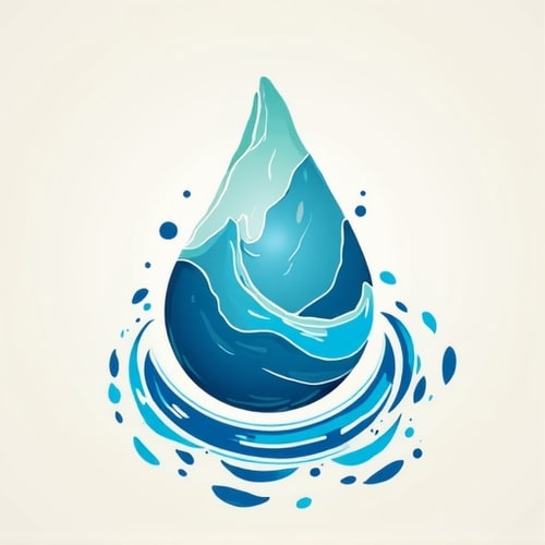 AI Design for water drink concept, spiral leaves around it. Mountain.