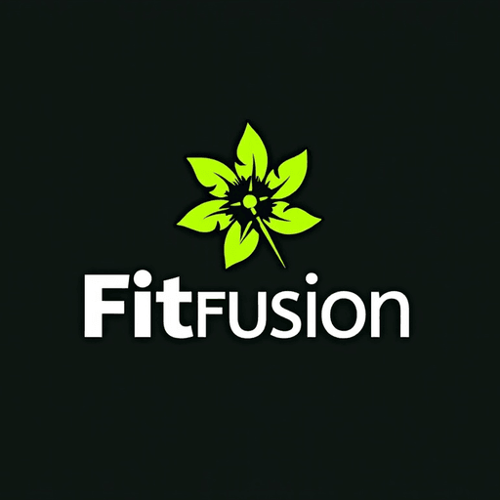 AI Design for Create a logo for "FitFusion," a fitness and wellness brand. Incorporate dynamic elements like a fusion of weights, running shoes, and yoga poses to represent a holistic approach to fitness. Use energetic colors like lime green, black, and white. The font should be bold and modern, conveying strength and flexibility.