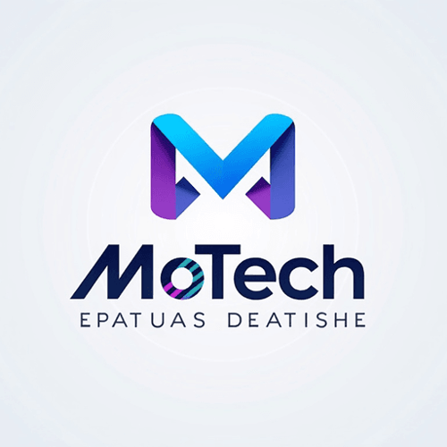 AI Design for Modern tech icon with gradient effects and futuristic typography - "MoTech"