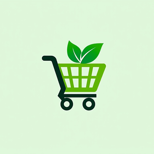 AI Design for Shopping cart with a leaf motif, featuring green and fresh colors - "GreenMart"