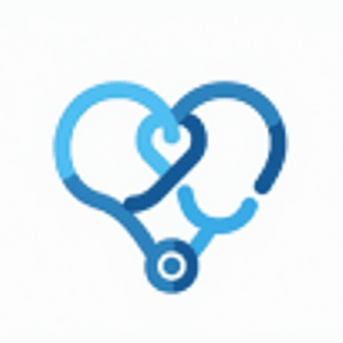 AI Design for Stylized stethoscope forming a heart with calming blue and white colors - "HealthGuard"