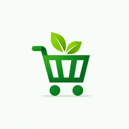 AI Design for Shopping cart with a leaf motif, featuring green and fresh colors - "GreenMart"