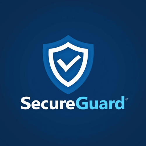 AI Design for Illustrate a shield with a checkmark in professional blue and white colors and clean, sans-serif typography for "SecureGuard"