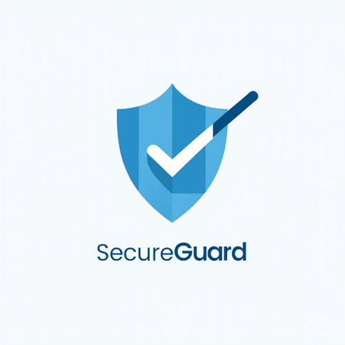 AI Design for Illustrate a shield with a checkmark in professional blue and white colors and clean, sans-serif typography for "SecureGuard". The logo should be an Emblem type.