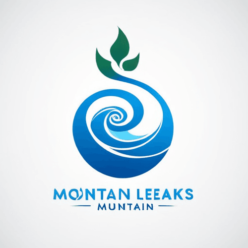 AI Design for water drink concept, spiral leaves around it. Mountain.
