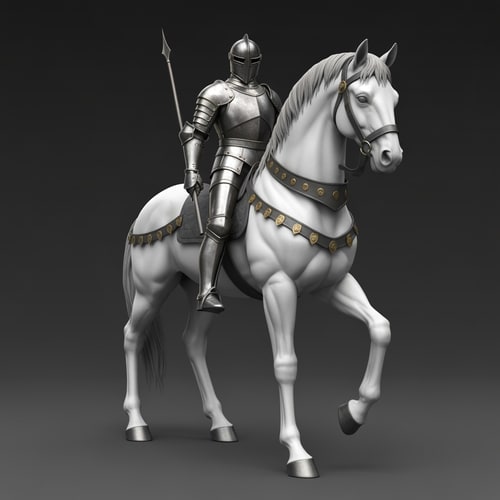 AI Design for a knight on a white horse 2d design