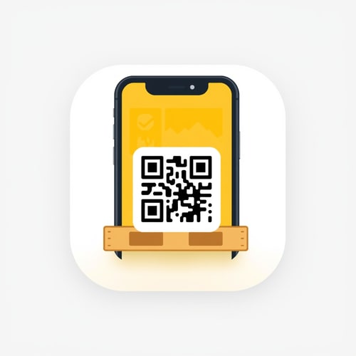 AI Design for an app icon for ios for an inventory app which scaned value assets from asset accounting with a small qr code