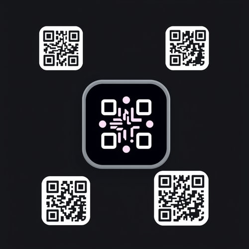 AI Design for an app icon for ios for an app which scaned fixed assets via qr code label