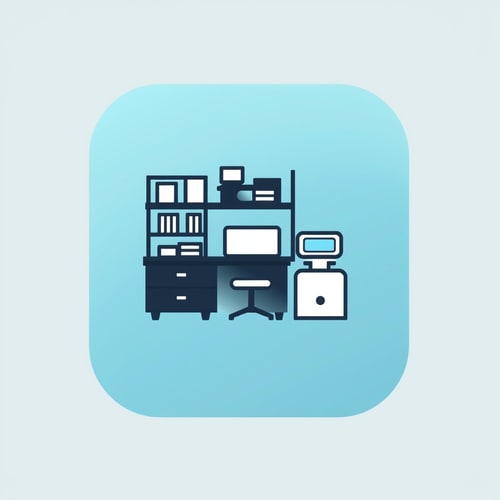 AI Design for an app icon for ios for an inventory app which scaned furniture and machines from asset accounting