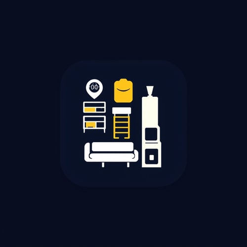 AI Design for an app icon for ios for an inventory app which scaned furniture and machines from asset accounting