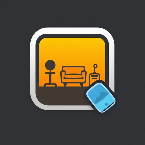 AI Design for an app icon for ios for an inventory app which scaned furniture and machines from asset accounting