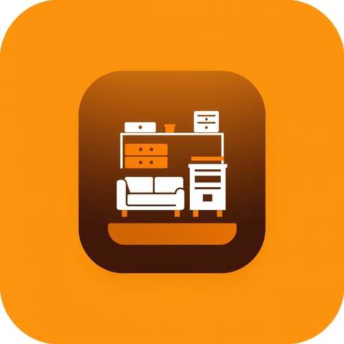 AI Design for an app icon for ios for an inventory app which scaned furniture and machines from asset accounting