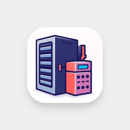 AI Design for an app icon for ios for an inventory app which server and industrial machines machines from asset accounting