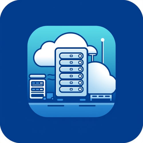 AI Design for an app icon for ios for an inventory app which server and industrial machines machines from asset accounting