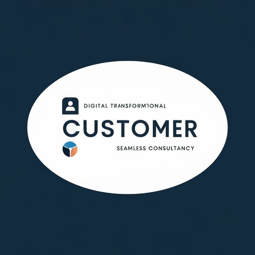 AI Design for modern professional logo design for "Digital Customer Consultancy", includes icon + text, represents digital transformation, customer connection, seamless experience, and innovation, conveys confidence, expertise, and a human touch, clean minimalist aesthetic, balanced typography, geometric or organic form language, no clichés, no clouds, no gears, no Salesforce references, trustworthy and contemporary color palette (deep blues, neutrals, or subtle gradients), scalable for digital and print use, vector-style logo, high contrast, negative space design, branding focus, --v 6 --style 4c --ar 3:2 --q 2