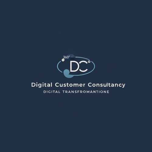 AI Design for sleek modern logo design for Digital Customer Consultancy (DCC), includes icon + text, icon based on a circular or orbital form integrating subtle DCC letterforms, representing 360-degree customer insight, connection, and digital transformation, minimalist and elegant style, expresses synergy between people and technology, premium color palette (navy, slate, soft gradient), modern typography, professional trustworthy tone, vector logo, no clouds or gears, --v 6 --style 4c --ar 3:2 --q 2