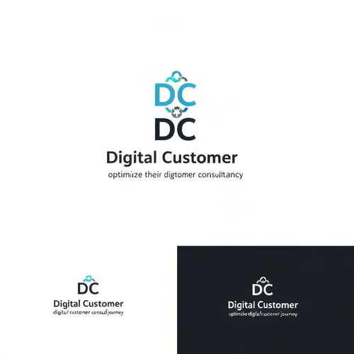 AI Design for logo design for Digital Customer Consultancy (DCC) — a modern, professional consultancy that helps organizations optimize their digital customer journey — focus on confidence, expertise, innovation, and a human touch — style should be clean, minimal, and elegant, combining technology and human connection — text + icon layout — the icon may incorporate subtle symbolism of connection, collaboration, or a 360° customer journey — avoid any references to Salesforce, clouds, or generic tech clichés — suitable for both digital and print use — balanced color palette expressing trust and innovation (e.g., blues, teals, greys, or modern neutrals) — modern geometric or softly organic shapes — corporate yet approachable feel — fits consultancy and technology sectors — includes horizontal and vertical logo versions — vector style, high contrast, professional presentation on white and dark backgrounds — no mockups or watermarks, no text effects