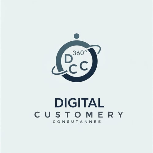 AI Design for sleek modern logo design for Digital Customer Consultancy (DCC), includes icon + text, icon based on a circular or orbital form integrating subtle DCC letterforms, representing 360-degree customer insight, connection, and digital transformation, minimalist and elegant style, expresses synergy between people and technology, premium color palette (navy, slate, soft gradient), modern typography, professional trustworthy tone, vector logo, no clouds or gears, --v 6 --style 4c --ar 3:2 --q 2