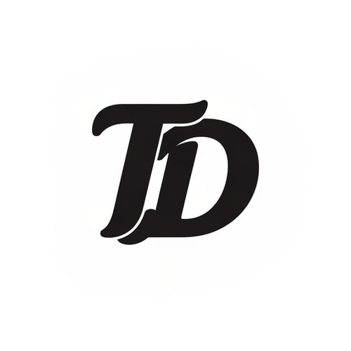 AI Design for Create a logo with letters T D with nice and curvy bold stylish font and typography