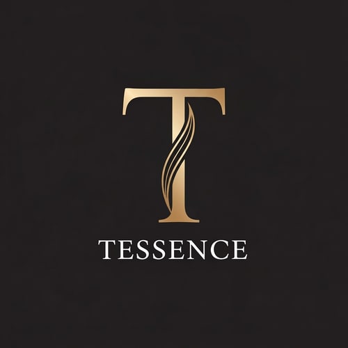 AI Design for A minimalist, premium logo mark for the Basmati rice brand "Tessence," some more please centered on a sophisticated, geometric letter "T" that elegantly integrates the slender curve of a single long-grain rice husk into its vertical stroke. — Centered, symmetrical vector emblem designed for global luxury appeal. — A palette of refined champagne gold and matte black. — Clean and prestigious mood with subtle metallic gradients. — High-end minimalist graphic design with precise line work and balanced white space. — Feature the exact letter "T" and the word "Tessence"; keep text/logos/labels EXACTLY unchanged; no rewriting, redrawing, correcting, or adding any text; avoid cluttered or rustic elements. — Isolated on a solid, dark, professional background suitable for premium food packaging.