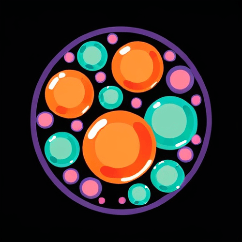 AI Design for Interacting bacterial cells. Style is scientifically accurate cells, flat, colourful