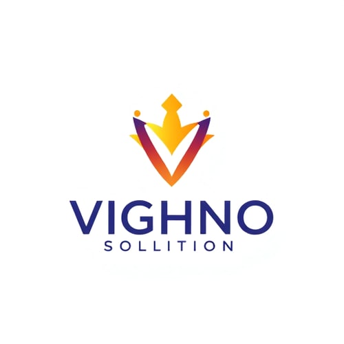 AI Design for i want to create the logo for my website and domain name is vighno solution - this website is for digital marketing growth and give color of royal and looking at logo it fills trust wrothy