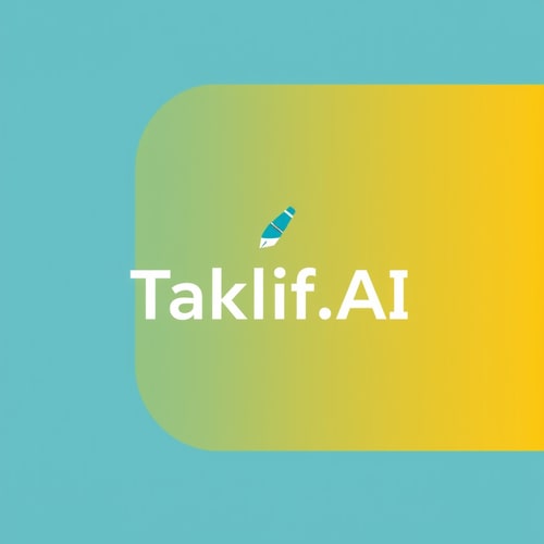 AI Design for Design a modern, tech-inspired logo for a startup called 'Taklif.AI.' The word 'Taklif' is Arabic for 'assignment.' Incorporate key elements such as a pen, symbolizing assignments and learning, along with an AI or digital motif to represent artificial intelligence. Use clean lines, minimalist shapes, and a professional color scheme that reflects innovation, education, and technology.
