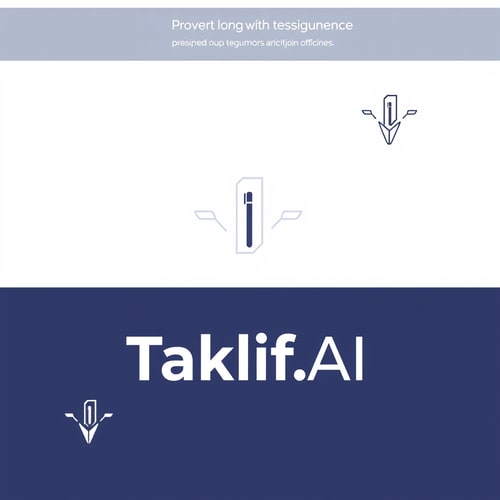 AI Design for Design a modern, tech-inspired logo for a startup called 'Taklif.AI.' The word 'Taklif' is Arabic for 'assignment.' Incorporate key elements such as a pen, symbolizing assignments and learning, along with an AI or digital motif to represent artificial intelligence. Use clean lines, minimalist shapes, and a professional color scheme that reflects innovation, education, and technology.